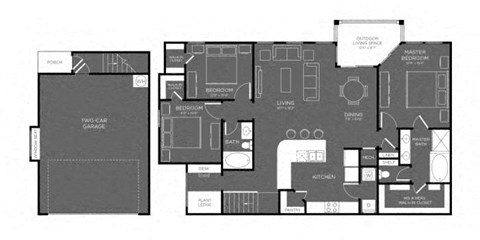 Three Bed Two Bath Floor Plan at Mansions Woodland, Conroe, Texas